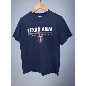 Texas A&M Aggies Navy Blue Graphic T-Shirt M&O Knits Heavyweight Mens Medium